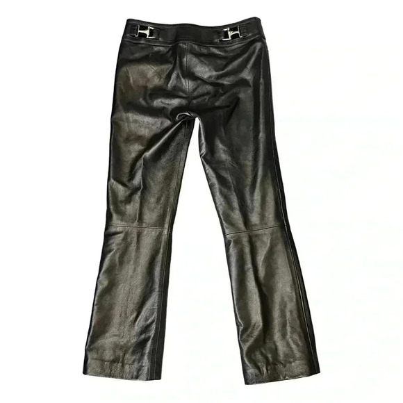 Gucci Black Leather Pants Size 42 Horsebit Detail Cropped Trouser Tom Ford Era - Picture 1 of 16